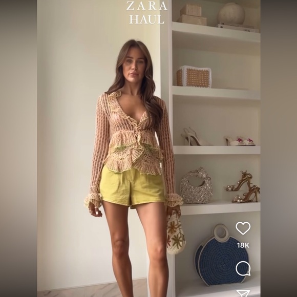 RUFFLED CROCHET KNIT CARDIGAN - Picture 2 of 13